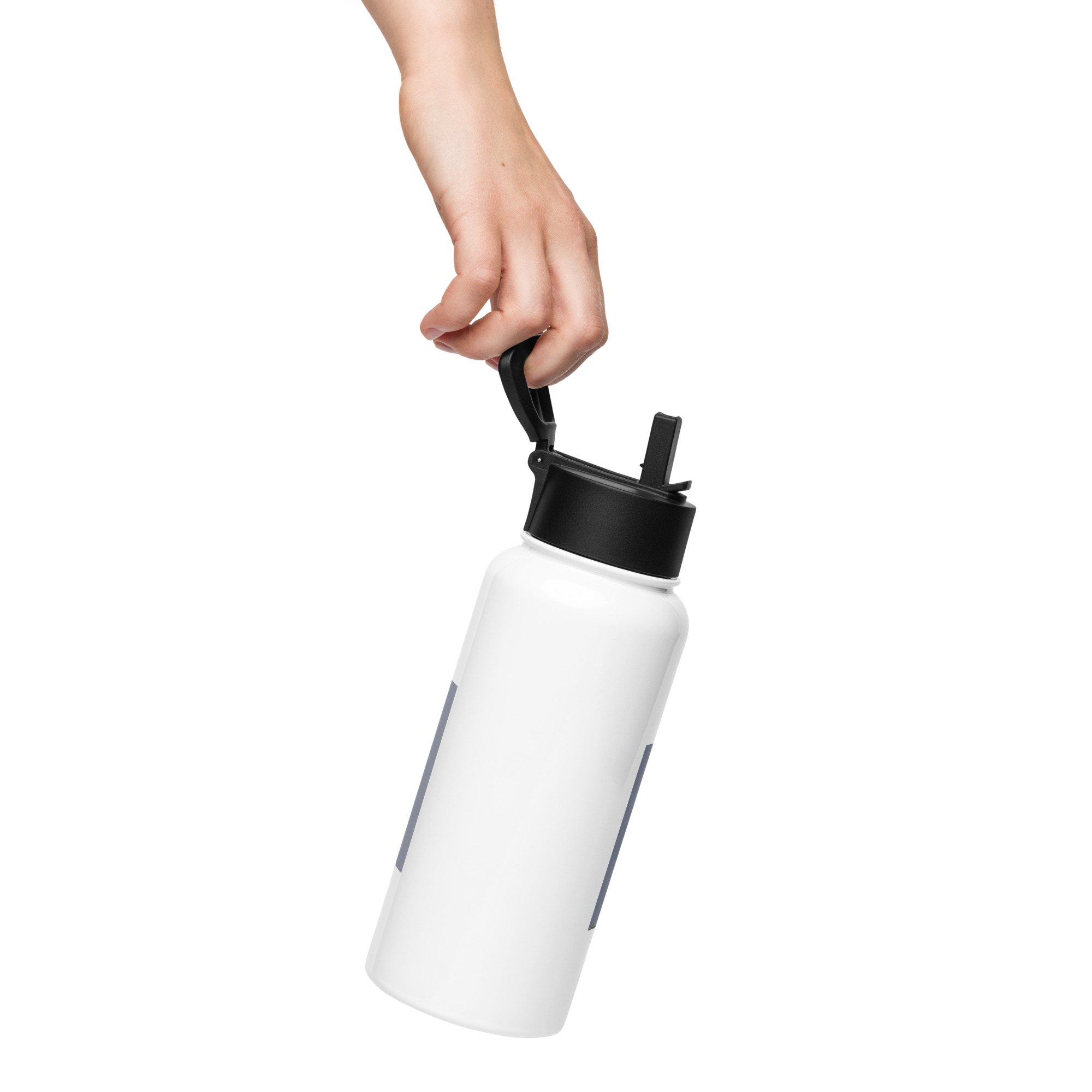 Stainless steel water bottle with a straw lid