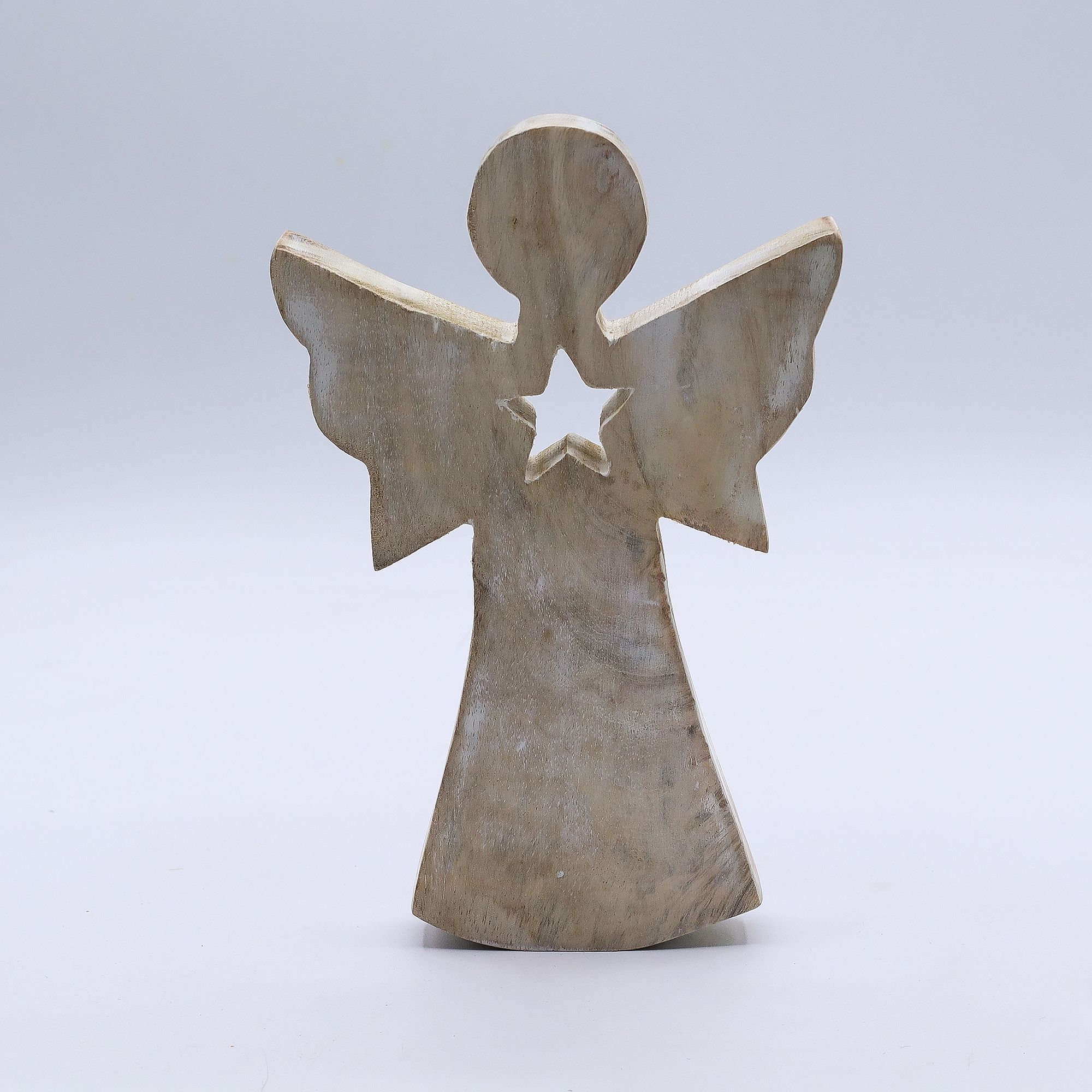Mango Wood Angel - Whitewash with Star Cut Out - Image 2