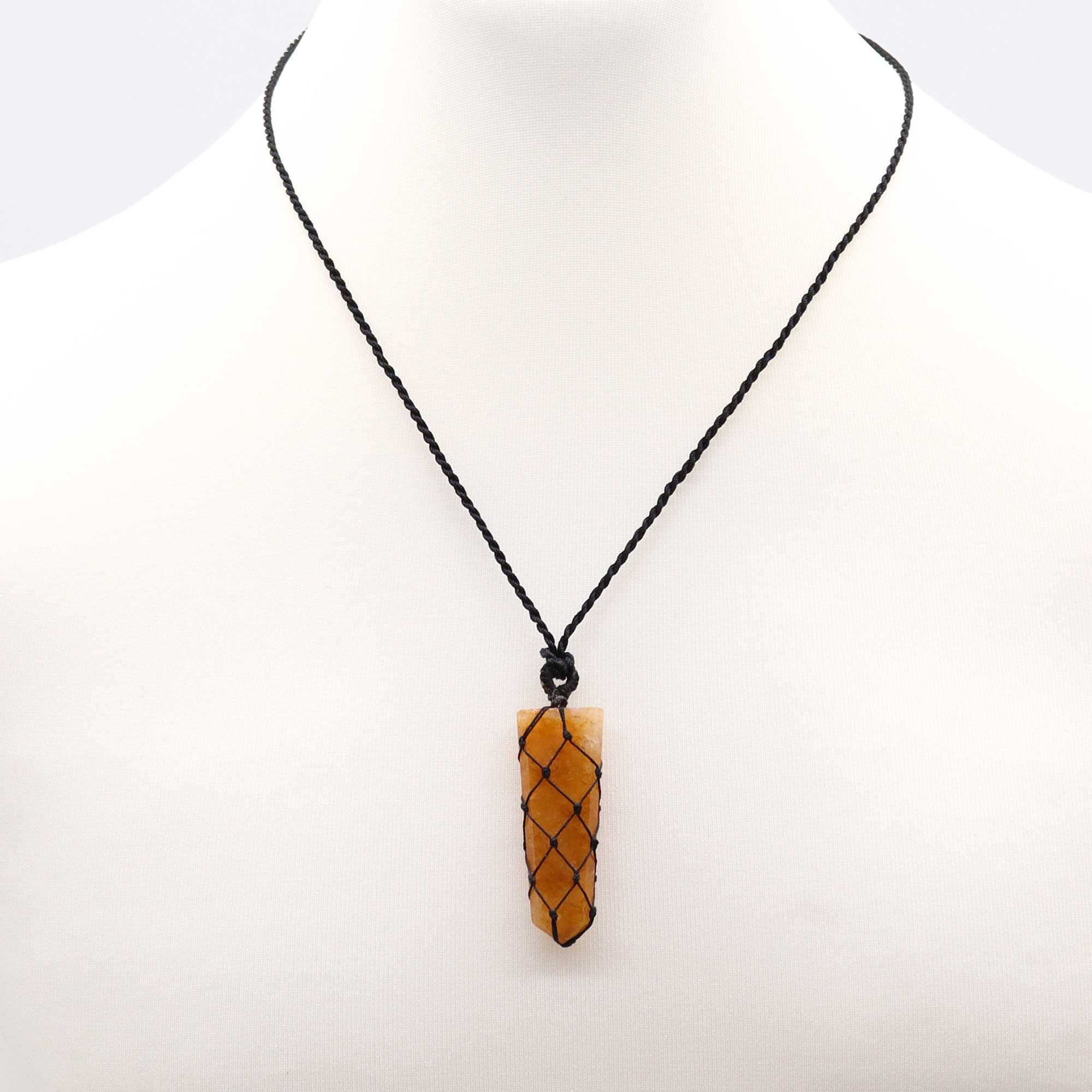 Laced Gemstone Flat Point Pendant - Golden Quartz - Image 3