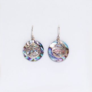 Shell & Silver Earrings - Flowers - Abalone