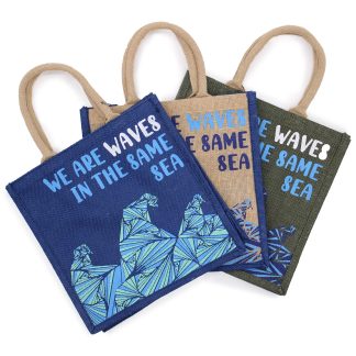 Printed Jute Bag - We are Waves - Grey