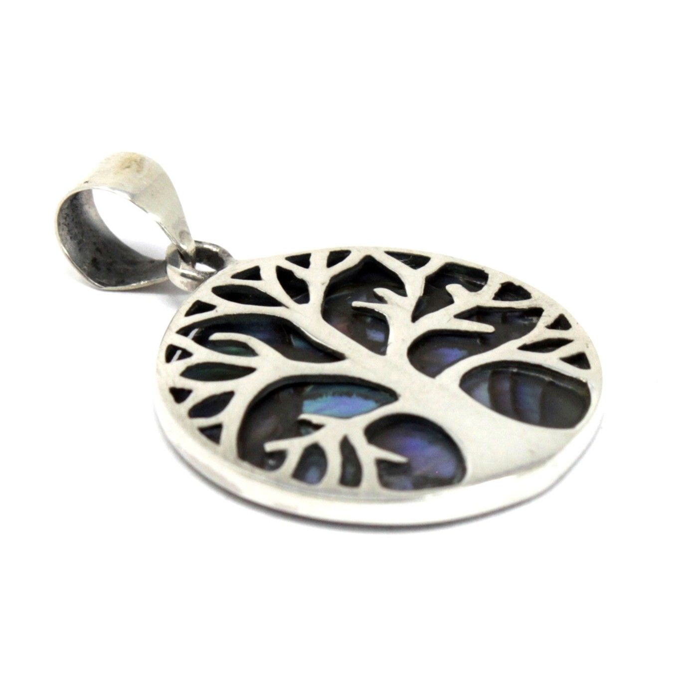 Tree of Life Silver Pendent 22mm - Abalone - Image 3