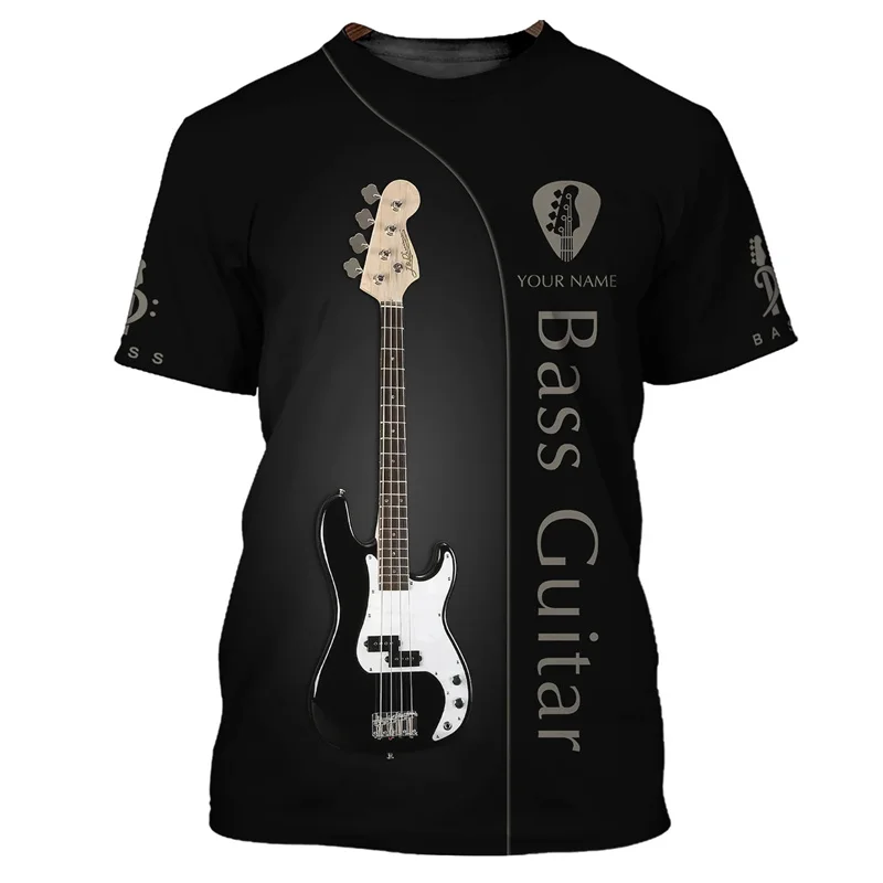 Guitar Bass 3D Printed T Shirt For Men Music Instruments Pattern Short Sleeve Tees Women Cool Oversized Crew Neck T-shirt Tops - AliExpress 200000343