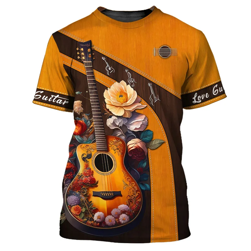 Guitar Bass 3D Printed T Shirt For Men Music Instruments Pattern Short Sleeve Tees Women Cool Oversized Crew Neck T-shirt Tops - AliExpress 200000343 - Image 3